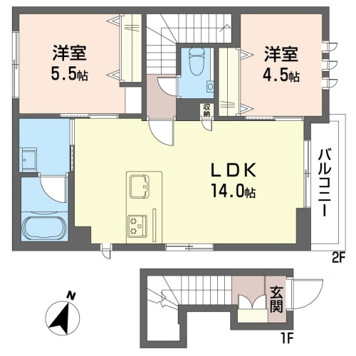 人気の2LDKのお部屋です。とても使い勝手が良さそうです