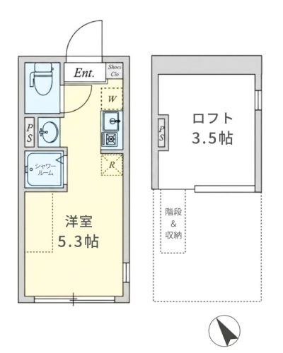 人気のB・T別｜広々としたロフト付1Rタイプ