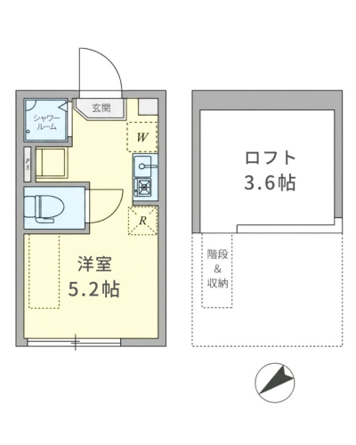人気のB・T別｜広々としたロフト付1Rタイプ