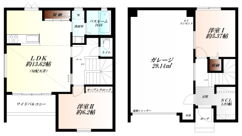 ガレージと住居スペースが融合したメゾネットタイプ