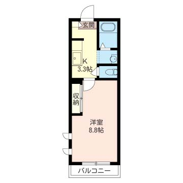 バス/トイレ別・独立洗面台と現在のニーズに合った１Ｋです。居室が8帖以上で使い勝手抜群。