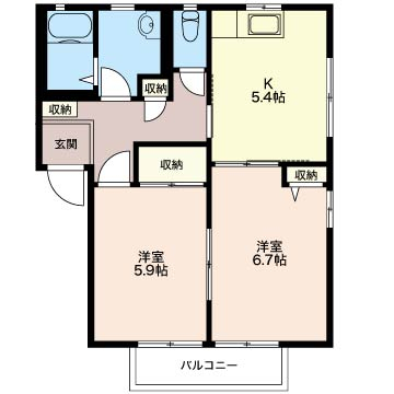 １階のため、バルコニーは無く専用庭風になっております。