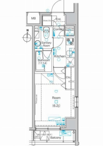 メイクスデザイン清澄白河アジールコートの間取り図