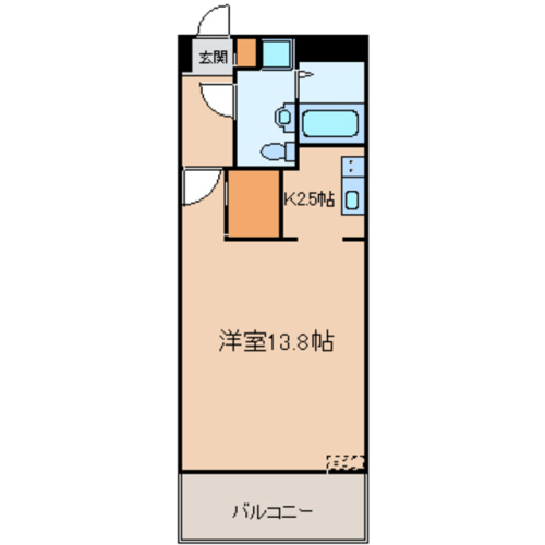 間取図！K2.5帖 洋13.8帖！