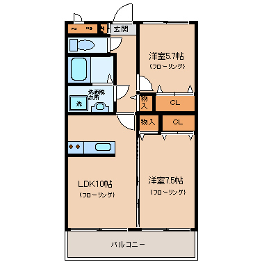ＬＤＫ10帖　洋7.5帖　洋5.7帖（反転あり）