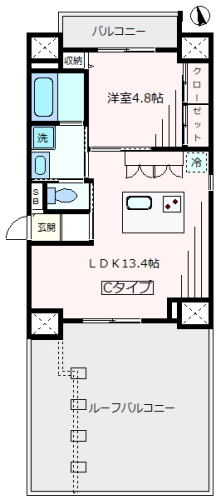 広々としたルーフバルコニー付き